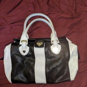 Betsey Johnson Black and White Bowler Bag/Purse